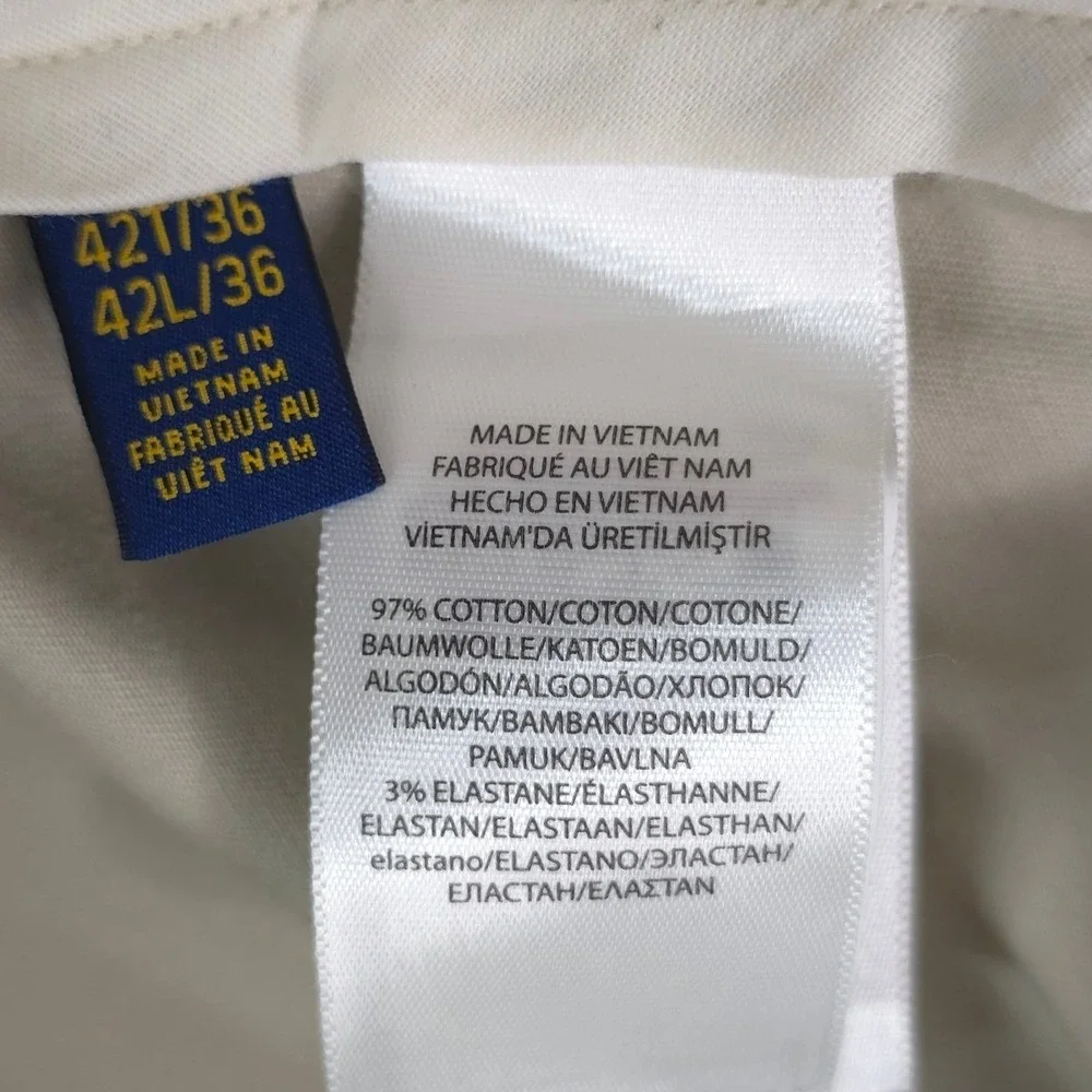 Polo Ralph Lauren Chino Pants Mens 42x36‎ Khaki Tan Stretch Classic Fit Cotton